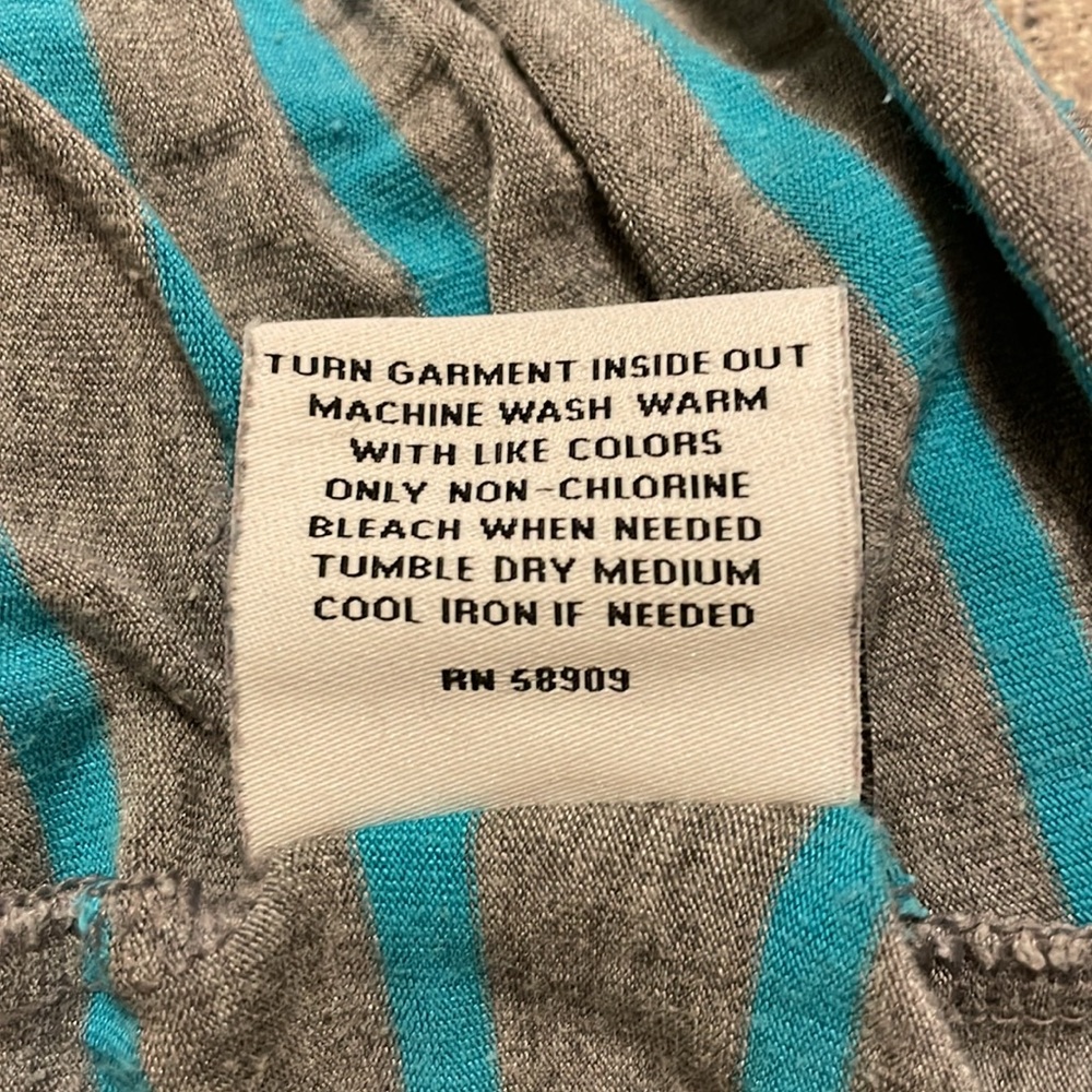 Van Winkle & Co Girls XS Striped Modal Top Teal Gray Short Sleeve Pajama Shirt - Picture 6 of 6